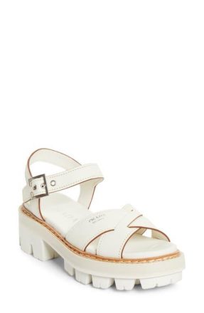 Prada Crisscross Platform Sandal in Talco at Nordstrom, Size 10.5Us