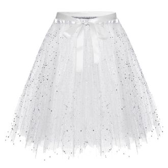 Generic Wrap Skirt Suede Womens Tulle Tutu Skirt 3 Layered Dance Running Elastic Tutu Skirts Well Plaid Skirt for Women Plus Size (White, L)