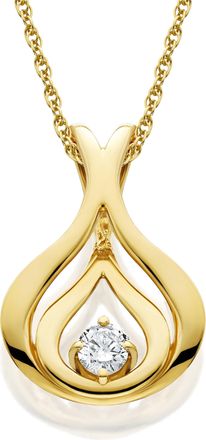 Pompeii3 Natural Round-Cut Diamond Solitaire Pendant & Chain 10K Yellow Gold 5/8 Tall