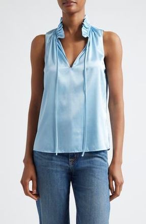 Ramy Brook Ayana Ruffle Split Neck Sleeveless Top in Dream Blue at Nordstrom Rack, Size Small