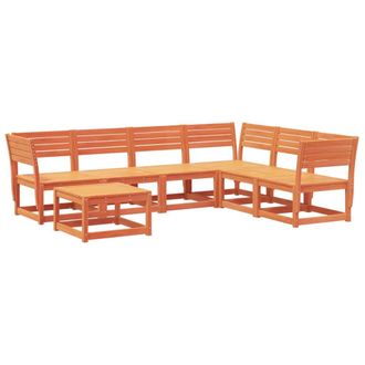 vidaXL Vidaxl - Set Salotto Da Giardino 7 Pz Marrone Cera Legno Massello Pino