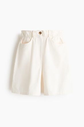 H&M Paper Bag Bermuda Shorts in Cream at Nordstrom, Size 10