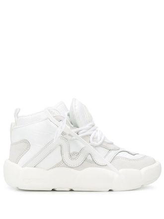 Off-white high-top leather sneakers - women - Leather/Suede/Rubber/Fabric/Fabric - 37