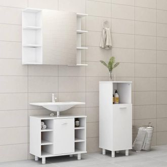 Berkfield Home 3 Piece Bathroom Furniture Set White Engineered Wood