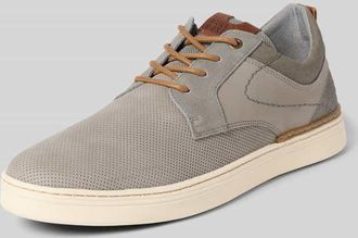 Bullboxer Schn&uuml;rschuhe aus Leder-Mix mit Logo-Pr&auml;gung in Hellgrau, Gr&ouml;&szlig;e 41