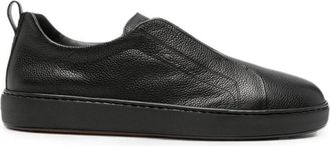 Santoni Black Slip On Sneakers