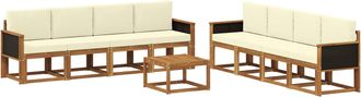 vidaXL Conjunto De Sof&aacute;s De Exterior 9 Uds. Natural Y Crema Vidaxl