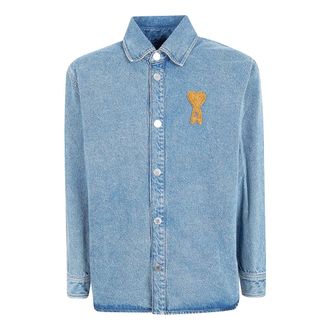 Ami Denim Shirts, male, Blue, Size: S Ami de Coeur Overshirt