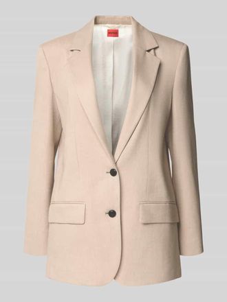 HUGO BOSS Relaxed Fit Longblazer aus Viskose-Mix mit Leinen-Anteil Modell ANETALI in Beige, Gr&ouml;&szlig;e 32