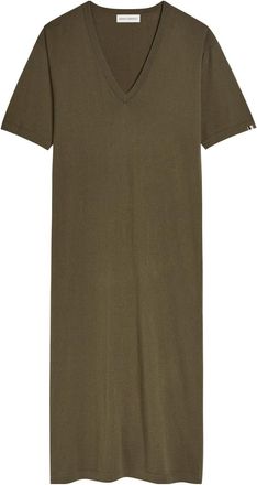Extreme Cashmere Extreme Cashmere n°410 Inda Cotton and Cashmere-blend Maxi Dress - Khaki - One Size