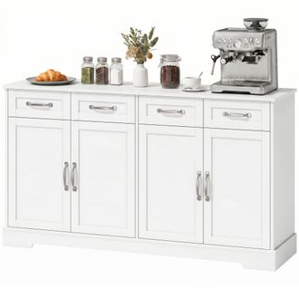 HOMCOM Homcom Credenza Con 4 Cassetti, 4 Ante E 2 Ripiani Regolabili
