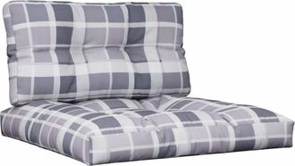 vidaXL Cojines Para Palets 2 Unidades Tela A Cuadros Gris Vidaxl