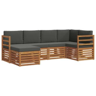 vidaXL Conjunto De Sof&aacute; Seccional Con Coj&iacute;n 6 Pcs Natural Y Antracita Vidaxl