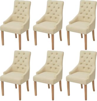 vidaXL Sillas De Comedor 6 Unidades Tela Color Crema Vidaxl