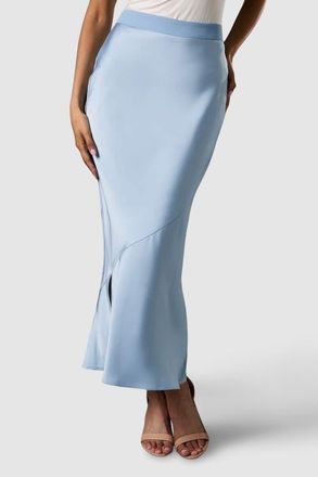 Coast Satin Detail Fitted Skirt in Dusty Blue at Nordstrom, Size 14