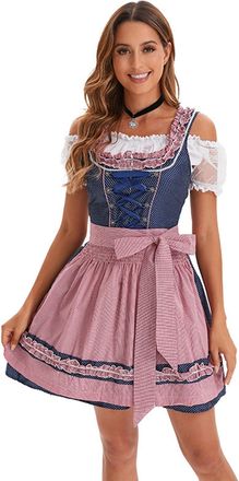 Generic Dirndl for Women Oktoberfest Costumes Women Dirndl Dresses 3 Pcs German Oktoberfest Dresses Bavarian Costume Beer Carnival Outfits (Blue, M)