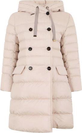 Moorer Nalya Lange Gewatteerde Jas - Dames - Mantels - Beige - Maat: XS Polyamide