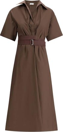 Brunello Cucinelli Abito midi con cintura - Marrone