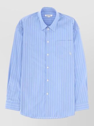Sporty & Rich logo shirt striped oversized chest pocket collar