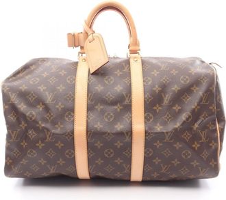 Louis Vuitton Brown Coated Canvas Leather Boston Bag (Pre-Owned)
