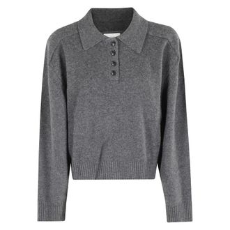 Loulou Studio Cashmere Knitwear, female, Gray, M, Cashmere Jumper Anthracite Lapel Collar