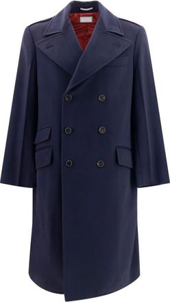Brunello Cucinelli Navy Blue Peaked Lapel Coat