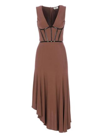 Elisabetta Franchi asymmetric dress - Brown