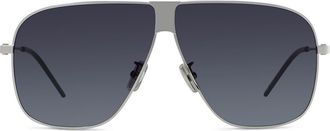 Givenchy GV Speed 64mm Oversize Gradient Pilot Sunglasses in Shiny Palladium /Smoke at Nordstrom
