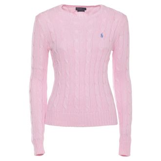 Ralph Lauren Round-neck Knitwear, female, Pink, Size: XS Cable Knit Sweater