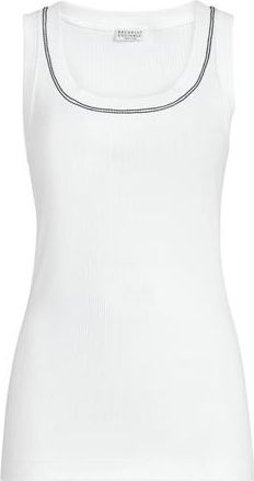 Brunello Cucinelli Ribbed jersey top in White at Nordstrom, Size Xx-Large Eu