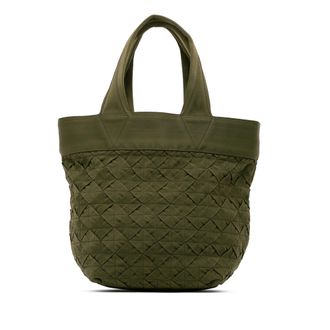 Bottega Veneta Pre-owned Womens Intrecciato Tote Bag Woven Design - Dark Green Textile - One Size