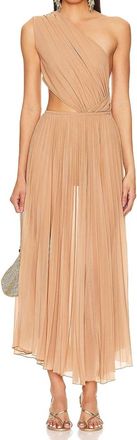 Ronny Kobo Womens Mori Pleated Chiffon Midi Skirt In Tan