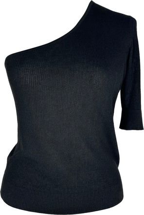 Iro Iro One Shoulder Top in Black Viscose