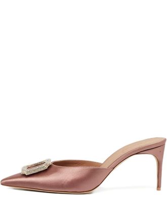 Malone Souliers satin crystal mules - women - Satin/Calf Leather/Calf Leather - 41 - Pink