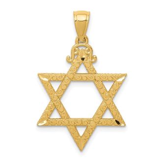 Diamond2Deal 14k Yellow Gold Diamond-cut Star of David Pendant