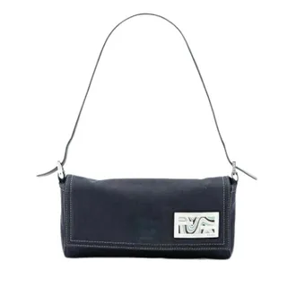 Fendi Pre-owned Shoulder Bags, female, Blue, Size: ONE SIZE Pre-owned Vintage Canvas Shoulder Bag
