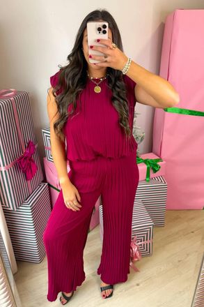 Wishlist Festive Affair Pleated Pants In Wine