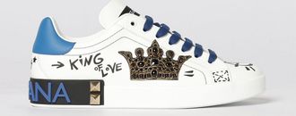 Dolce & Gabbana Sneakers Portofino Dolce & Gabbana in pelle con applicazioni e slogan