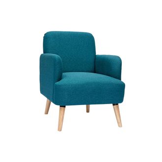 Miliboo Miliboo - Sill&oacute;n N&oacute;rdico De Tela Azul Petr&oacute;leo Y Madera Clara Isko