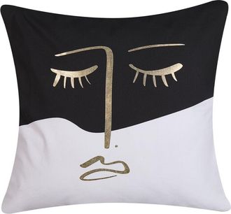 Beliani Coj&iacute;n Decorativo Cuadrado Multicolor Motivo Rosto 45 X 45 Cm Decoraci&oacute;n Moderna Abelia