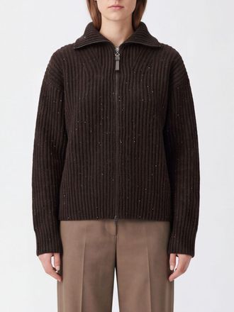 Brunello Cucinelli Ribbed Wool-Blend Cardigan with Zip and Sequins