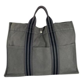 Herm&egrave;s Pre-owned Tote Bags, female, Gray, Size: ONE SIZE Pre-owned Cotton Tote Bag