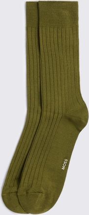 Moss Olive Mercerised Ribbed Sock