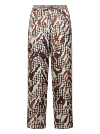 Pierre-Louis Mascia houndstooth-pattern drawstring-waist trousers - unisex - Silk - L - White