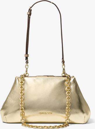 Michael Kors Goldie Small Metallic Leather Convertible Clutch
