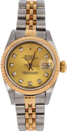 Rolex Oyster Perpetual Datejust Automatic Watch Stainless Steel and Yellow Gold with Diamond Markers 26 in Metallic Gold at Nordstrom