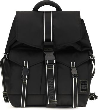 Ganni Womens Backpack Re-Tech Black Recycled Polyamide Backpacks