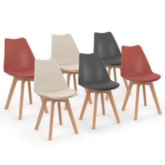 IDMarket Set Di 6 Sedie Scandinavo Gris Scuro X2, Beige X2, Terracotta X2 Sara