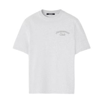 Jacquemus T-Shirts, male, Gray, XL, Grey Logo Detail Crew Neck T-shirt
