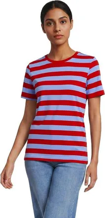Lands End Supima Cotton Crew Neck T-Shirt in Compass Red/blue Bold Stripe at Nordstrom, Size X-Large